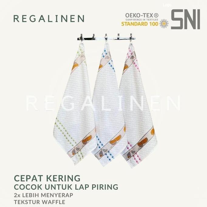 Pulito- Serbet Lap Piring Kastex Wafel Handuk Tangan Gantung 50X50Cm Cotton Putih 100% Katun