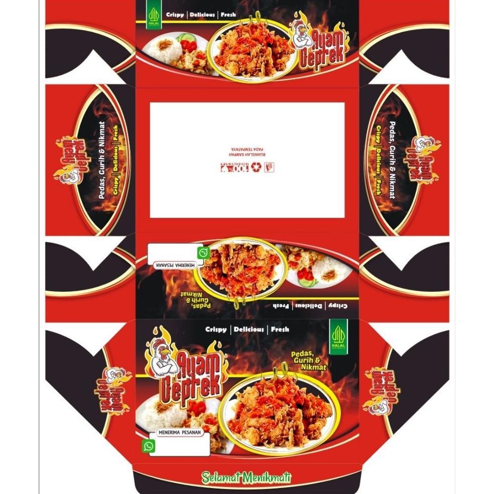 100 Lembar Box Ayam Geprek Motif / Kemasan Ayam Geprek Ukuran 1015,56 Cm / Kertas Ayam Geprek / Kard