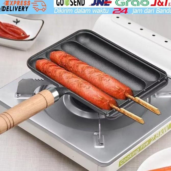 YUZABA Panci Panggangan Sosis BBQ Grill Panggang Hot Dog Teflon Anti Lengket