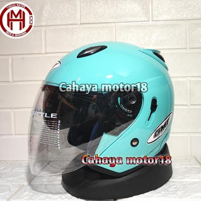 HELM GMT CENTRO DOUBLE VISOR HIJAU TOSCA|MODEL INK CENTRO|MERK GMT