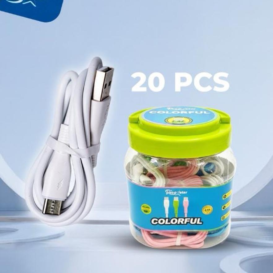 Pocostar Kabel Toples Isi 20 Pcs 2.4A Colourfull Strong Bold Cord