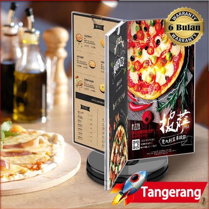 AMERZANA Akrilik Display Putar Stand Brosur Meja Putar 6 Sisi Akrilik Menu Stand