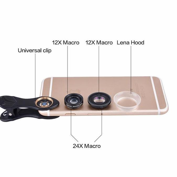 Ready Apexel 2 in 1 clip on Macro Lensa 12-24X Super Macro Lensa for iPhone