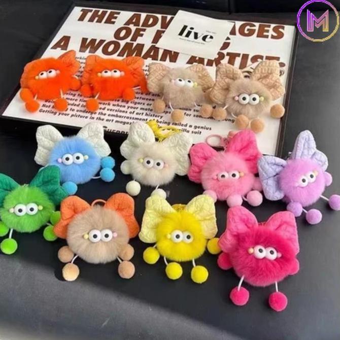 FERAYPO Gantungan Kunci Lucu Bulu Ornamen Boneka Kartun Motor Mobil Bulu Ornamen Boneka Kartun
