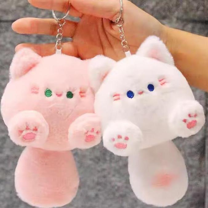 FERAYPO Gantungan Kunci Suara/Liontin Ransel Yang Lucu/Gantungan Kunci Boneka Kucing Fluffy Bunyi Lu