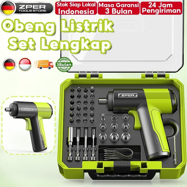 ZPER Obeng Set Lengkap Mesin Bor Listrik Baterai Obeng Elektrik Set Komplit Screwdriver Cordless DIS