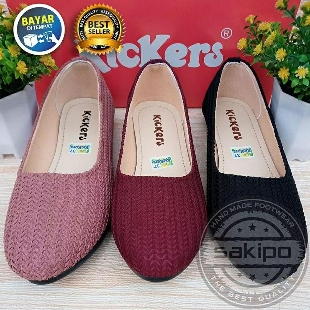 New Sepatu Wanita Flat Rajut Alas Karet