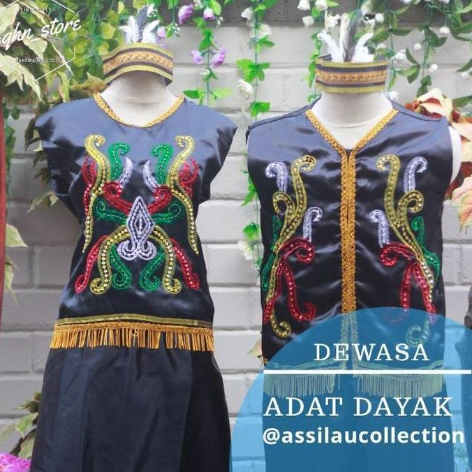 Baju adat dewasa Kalimantan Timur/Dayak satuan (Laki/Cewek)