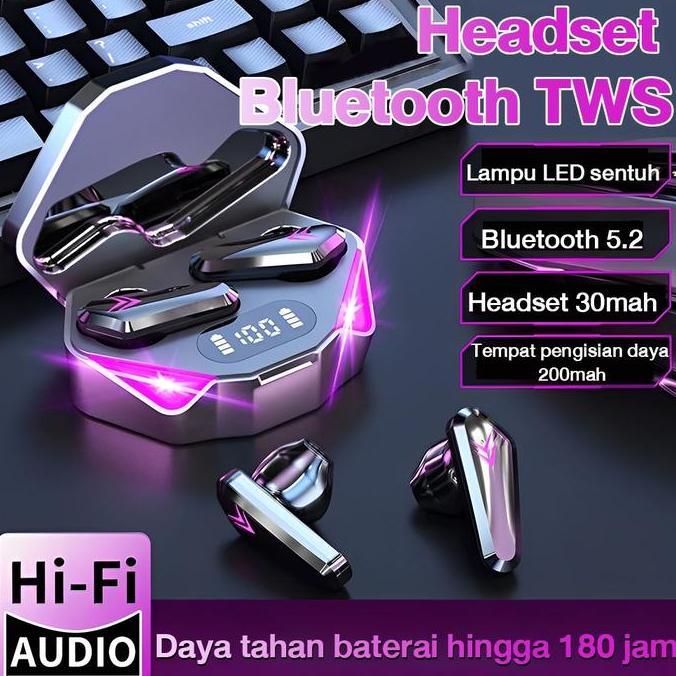 YEVISANTE - HEADSET BLUETOOTH TWS X15 GAMING HEADSET BLUETOOTH LED SMART DISPLAY HEADPHONE STEREO EA