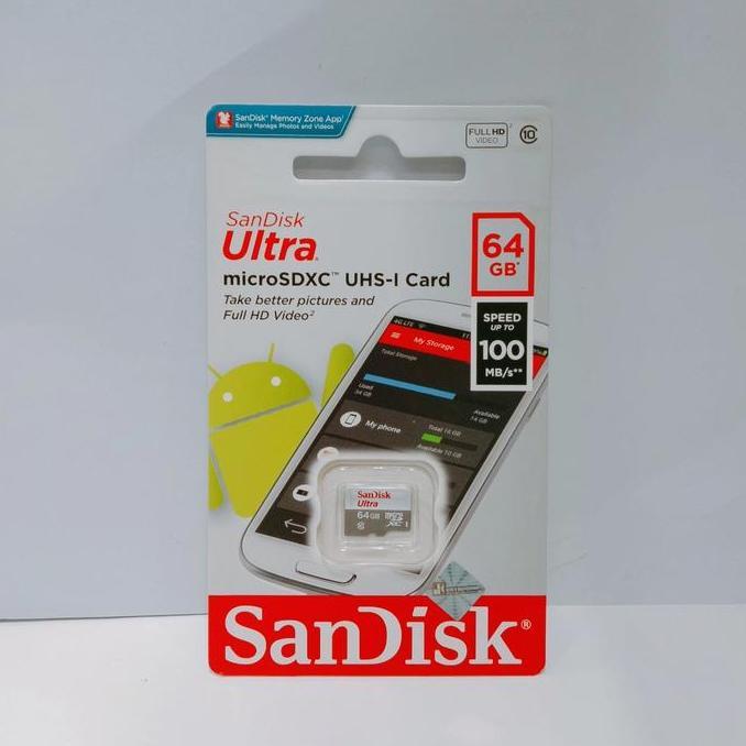 Micro SD Sandisk 64 GB Class 10 64GB Memory Memori HP ORIGINAL Baru Storage