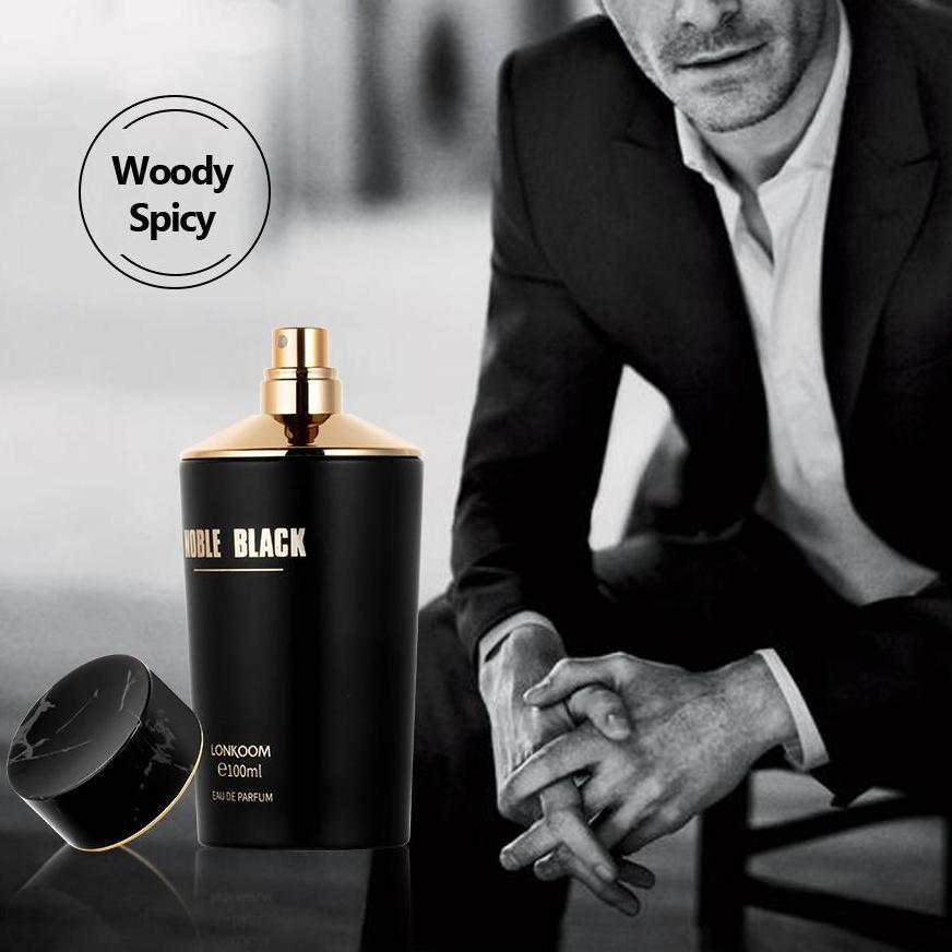 Lau Parfum Lonkoom Noble Black 100ml Eau de Perfume untuk Pria Aroma Maskulin Kado Untuk Laki Laki