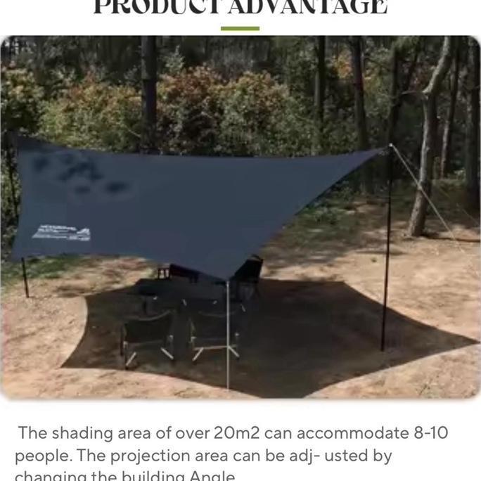 SHINETRIP HEXAGONAL BLACK VYNIL AWNING FLYSHEET SHELTER TENT OUTDOOR KAIN ANTIAIR LUAR RUANGAN BERKE