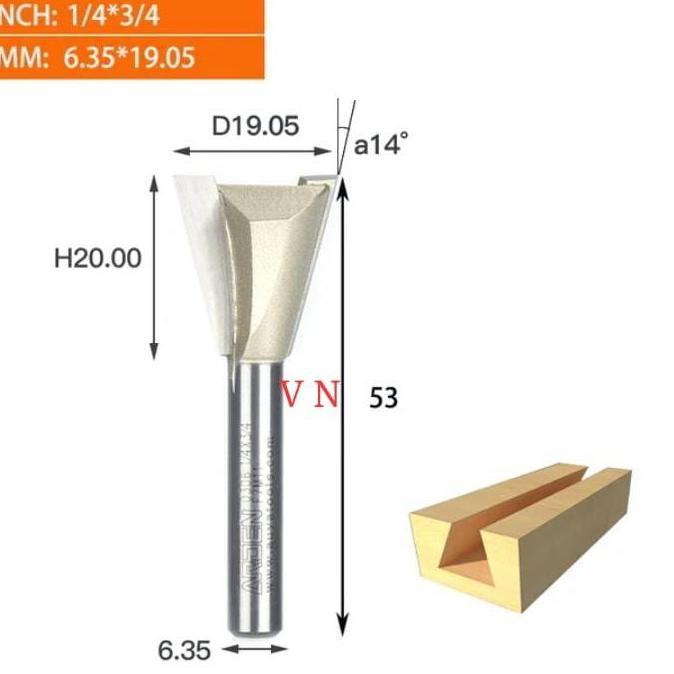 Mata Router/Profil 19 Mm ( 1/4 X 3/4 ) Dovetail Bit Arden