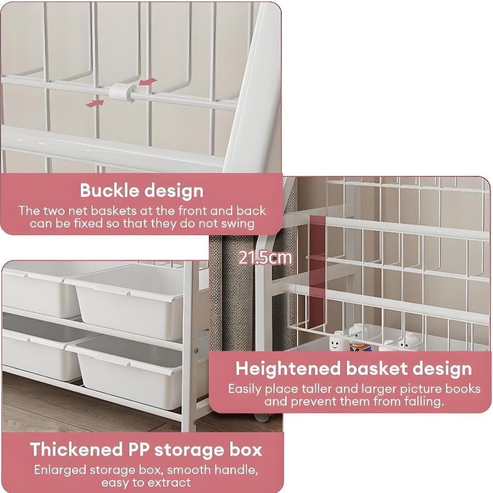 Rak Buku Susun Serbaguna Tempat Rak Buku Anak Rak Portable Roda Rak Mainan Rak Roda Toy Storage