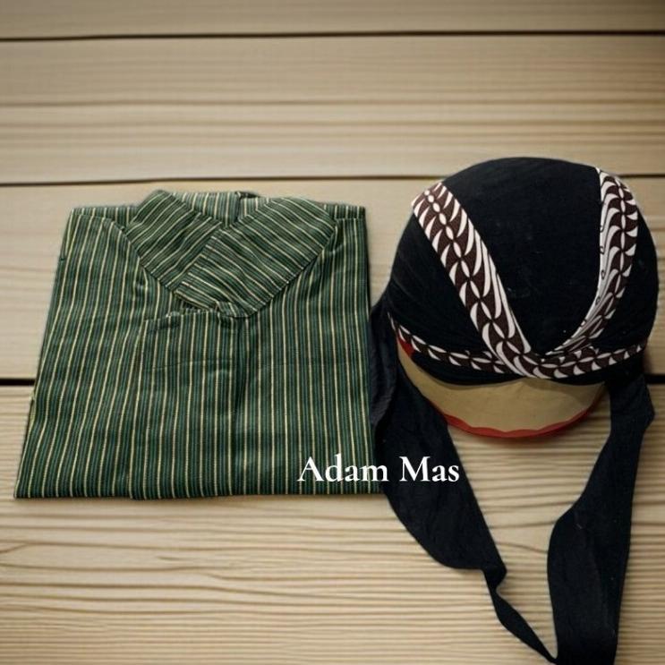 Diskon Baju Lurik Jawa Pria Dewasa/Surjan Lurik Pria/Baju Adat Jawa/Surjan Lurik Dan Blangkon Pria