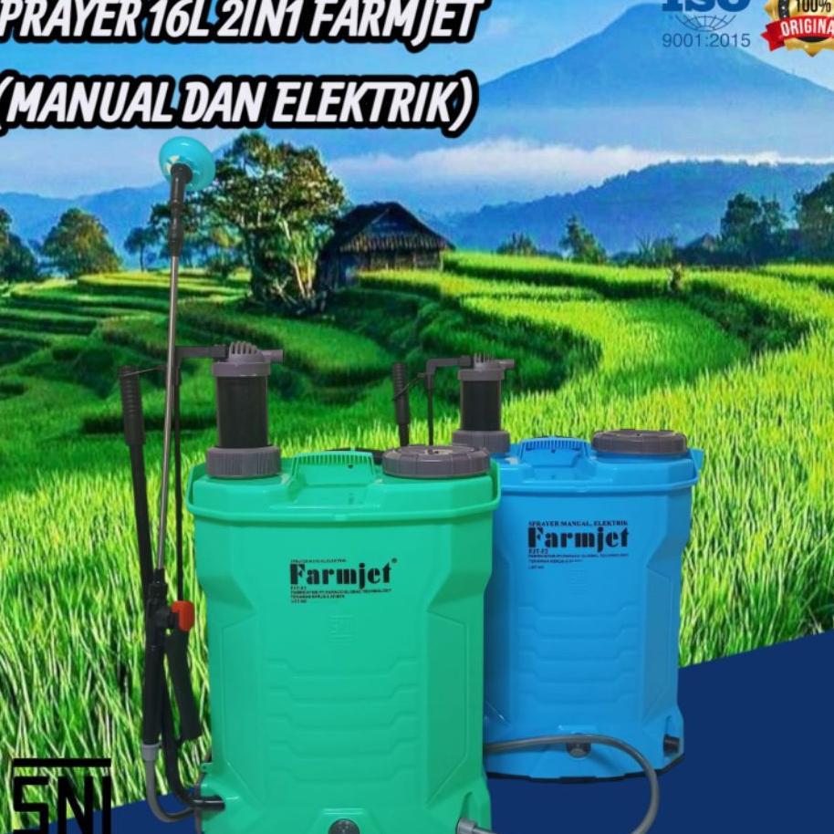 Farmjet Sprayer 2In1(Manual&Elektrik) 16L Alat Semprot Tanaman Pertanian Knapsack Sprayer (501)