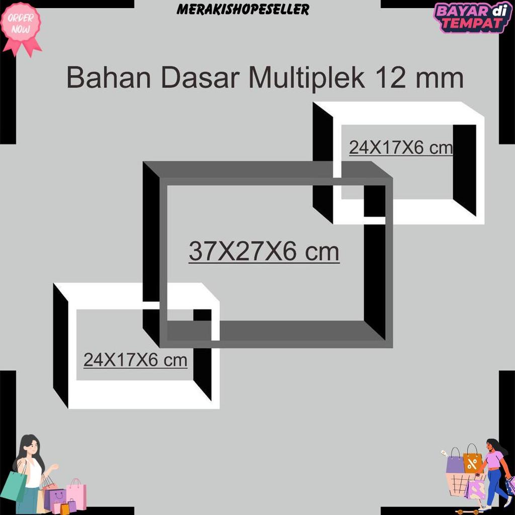 Rak Dinding Minimalis- Rak Dinding Serbaguna, Hiasan Dinding, Rak Dinding Kotak, Tempel, Ruang Tamu,