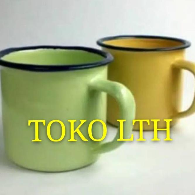 Per 6 Pcs Cangkir Jadul Seng Kaleng Enamel Polos / Mug Gelas Panci