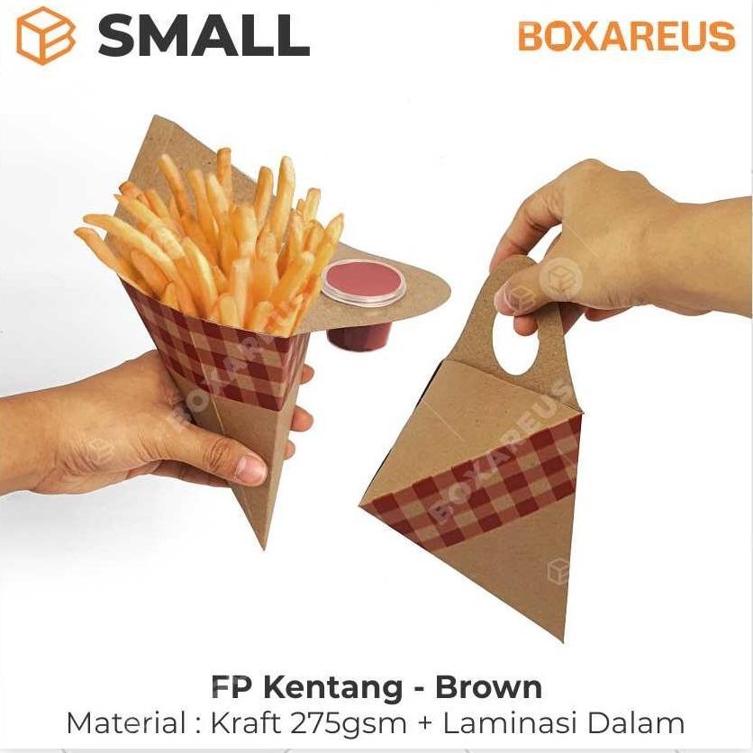 Snack Box Kentang Goreng Kemasan French Fries Dus Kraft | Fp Kentang Small Brown