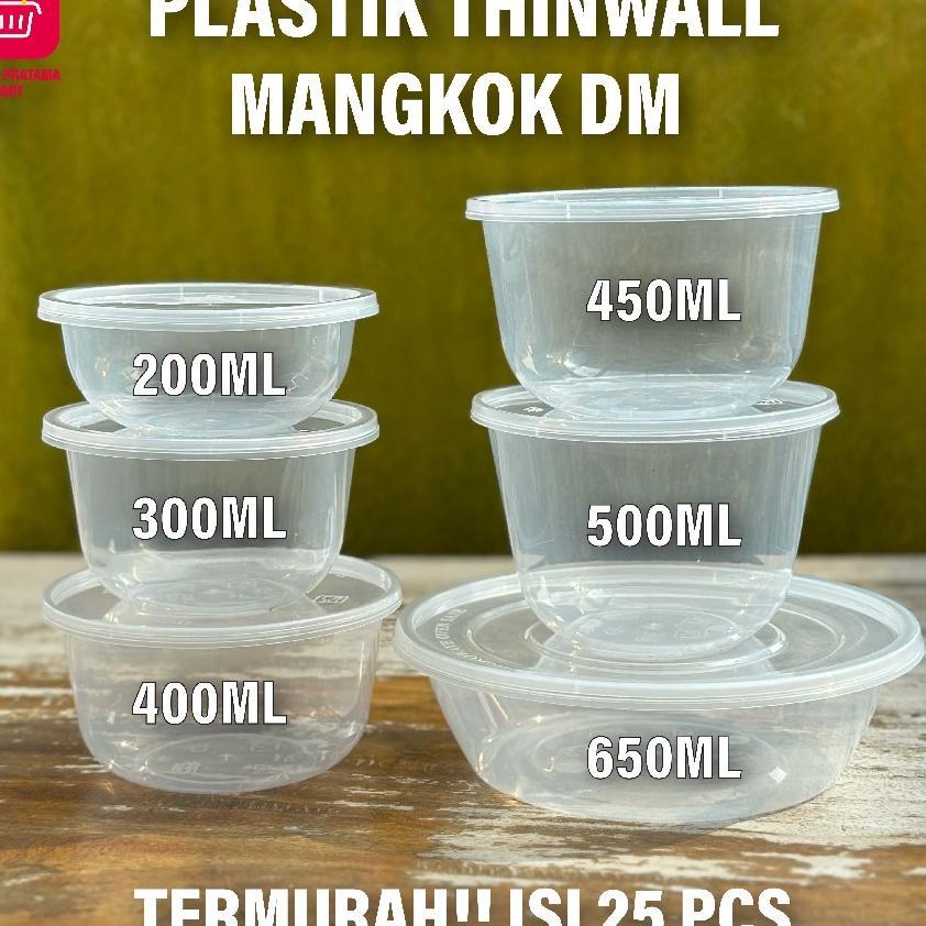 Thinwall Mangkok Isi 25 Pcs Mangkuk Plastik Bulat Datar Thinwall Bowl Round Dm Libra  Mangkok Makan 