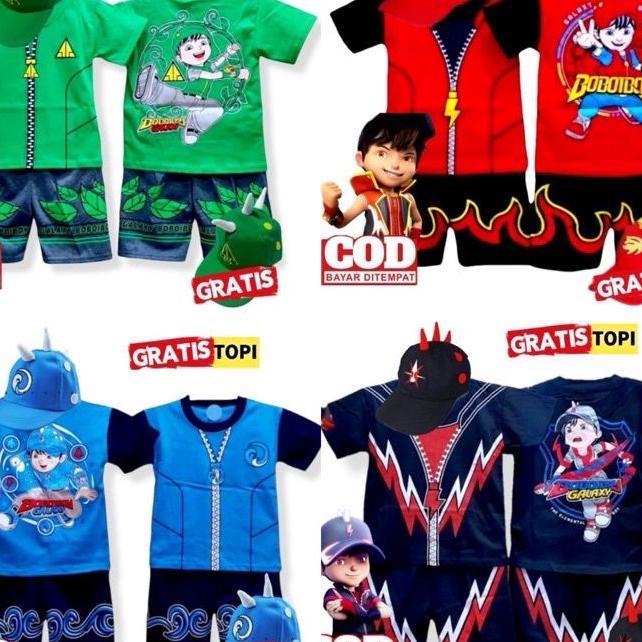 Setelan Anak Boboiboy Halilintar/Gempa/Api/Solar/Daun/Baju Anak Boboiboy Laki Laki/Kostum Anak Boboi
