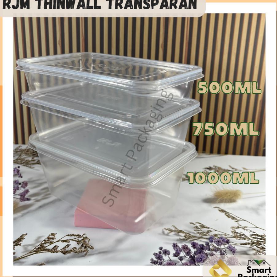 [Isi 25 Pcs] Rjm Thinwall Food Container Trans 500Ml 750Ml 1000Ml / Tempat Makan Plastik / Wadah Bek
