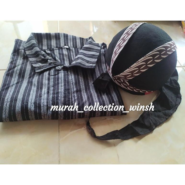 Best Seller Set Baju Lurik Jawa Pria + Blangkon Jogja / Baju Adat Jawa / Baju Adat Laki Laki  / Baju