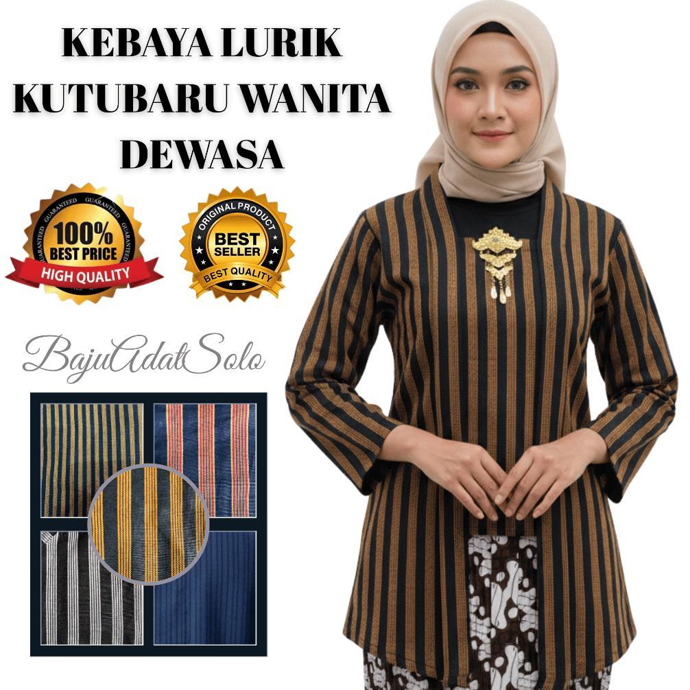 Free Ongkir Kebaya Lurik Kutubaru Lengan Panjang Wanita Dewasa/Baju Adat Jawa Lurik