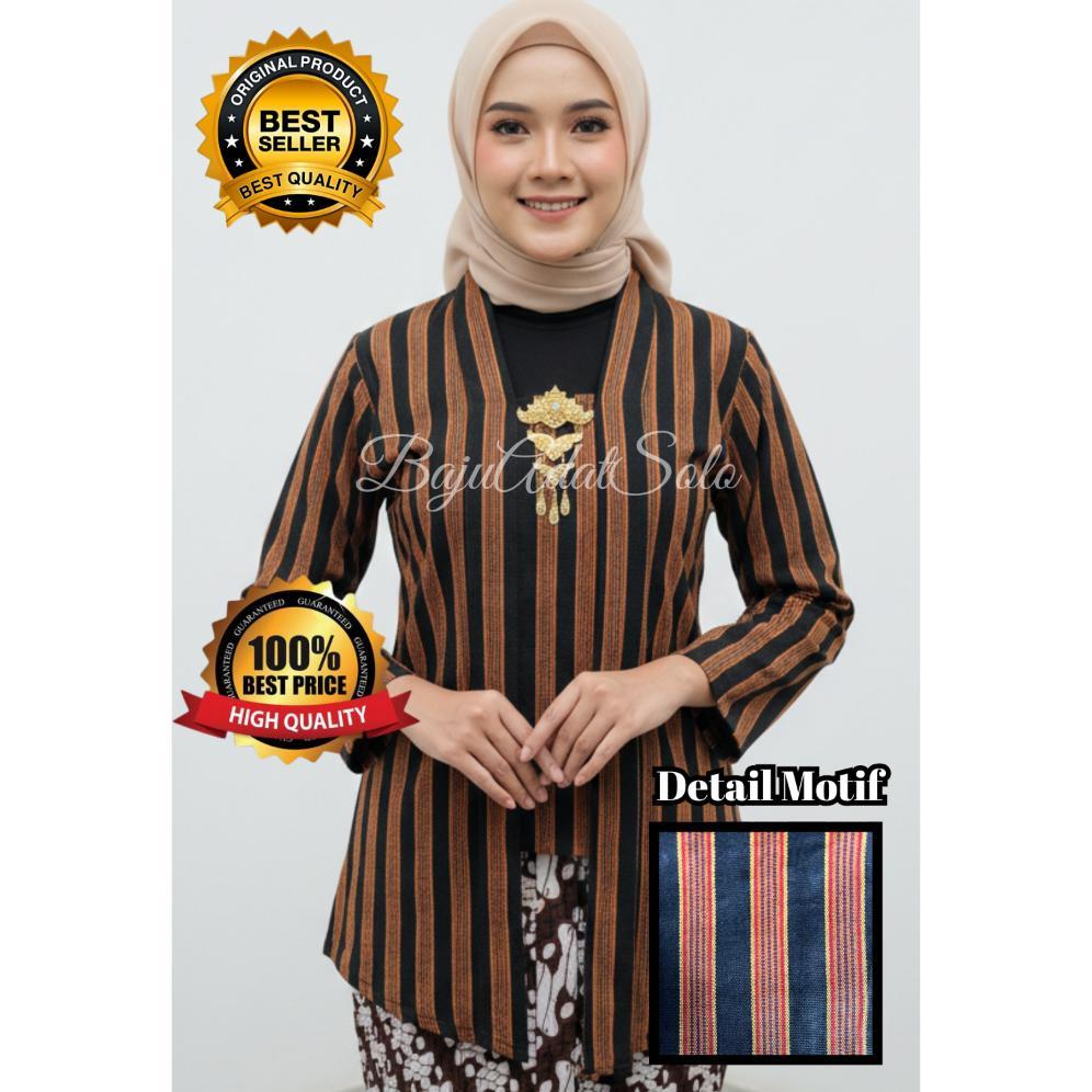 Free Ongkir Kebaya Lurik Kutubaru Lengan Panjang Wanita Dewasa/Baju Adat Jawa Lurik