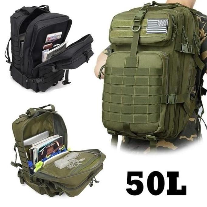 NEW TAS PUNGGUNG TNI POLRI TAS RANSEL TACTICAL TAS BAGPACK ARMY 50 L ORI