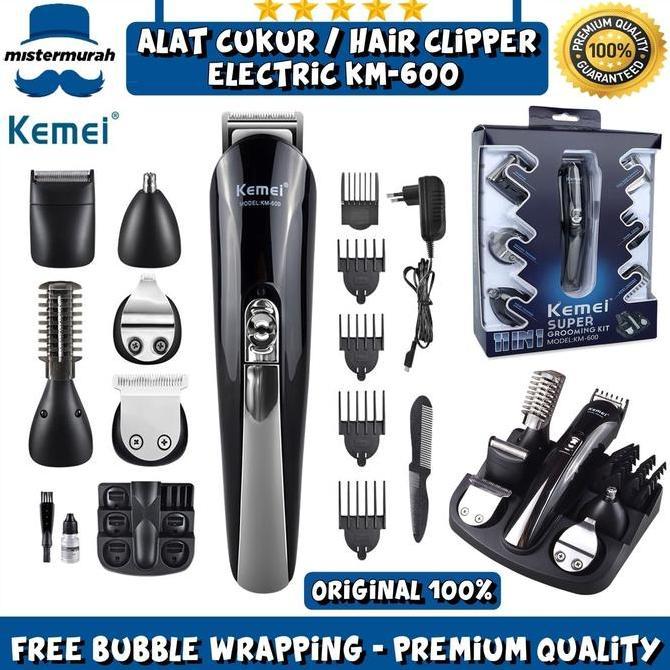 NEW KM-600 KEMEI ALAT CUKUR 6 IN 1 LISTRIK RAMBUT JENGGOT CLIPPER SHAVER ORI