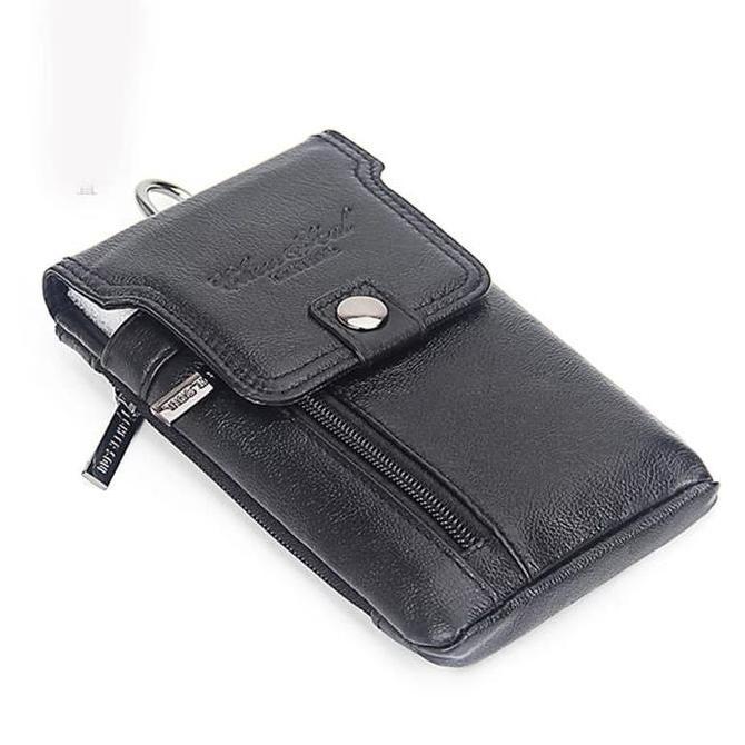 NEW DOMPET HP KULIT PRIA SARUNG HP KULIT ASLI CANTEL PINGGANG BROWN 3227 ORI