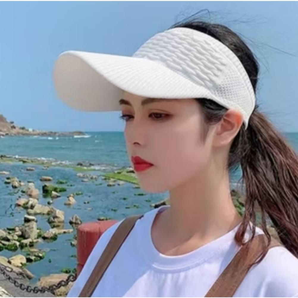 hot sale topi visor wanita topi olah raga bahan rajut elastis sporty dan stylist