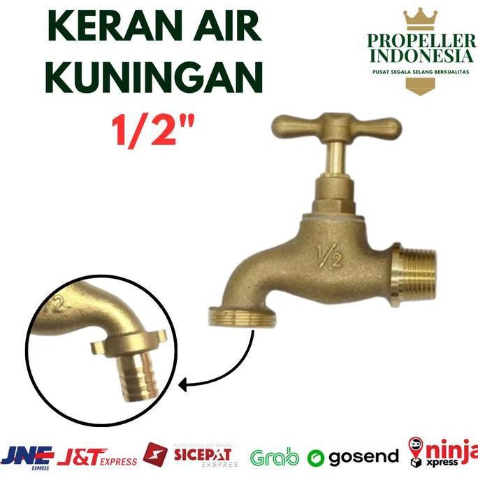 Keran Air Kuningan T Handle Keran Taman Drat 1/2 dan 3/4 Keran Air Tembok
