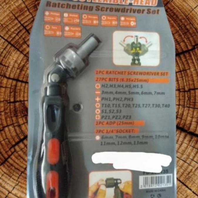 Ready OBENG RACHET SCREWDRIVER KEPALA FLEXIBLE SET 35PC IN 1