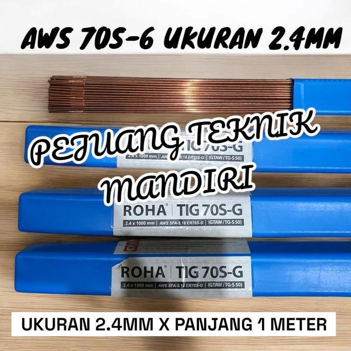 KAWAT LAS ARGON TIG BESI 2.4MM ROHA TGS50 ER 70S-G / FILLER LAS ARGON / TIG ROD LAS ARGON 2.4 MM TG-