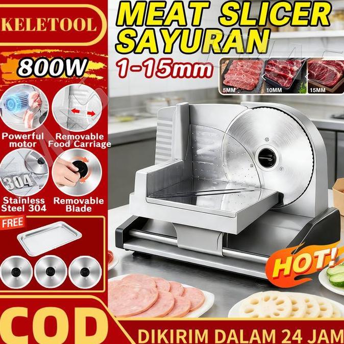 ATHHINE Meat Slicer Otomatis Sayuran Pemotong Daging Beku Mesin Pengiris Pemotong Daging Otomatis Fo