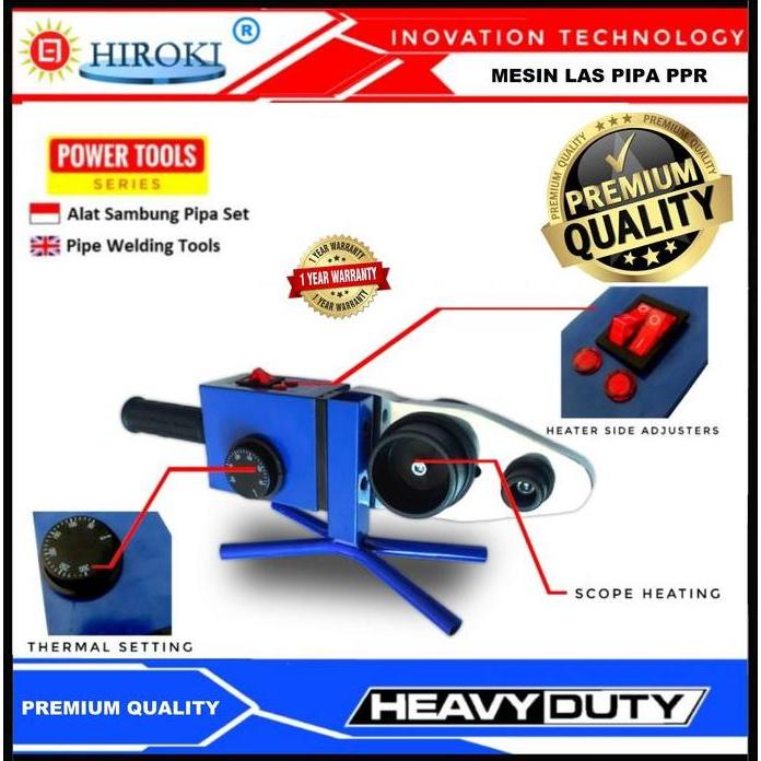 HIROKI MESIN LAS PIPA PPR 20 63 mm BESAR 1500 WATT TIMER PEMANAS HEATER TRAFO LAS PVC