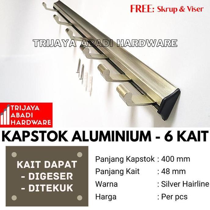 Kapstok Aluminium 6 Kait - Single Hook Capstock - Gantungan Baju