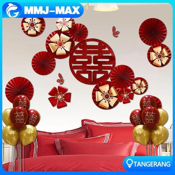 NUMAQUEEN Double Happiness Dekor Room Wedding/Shuangxi Tempelan Dinding