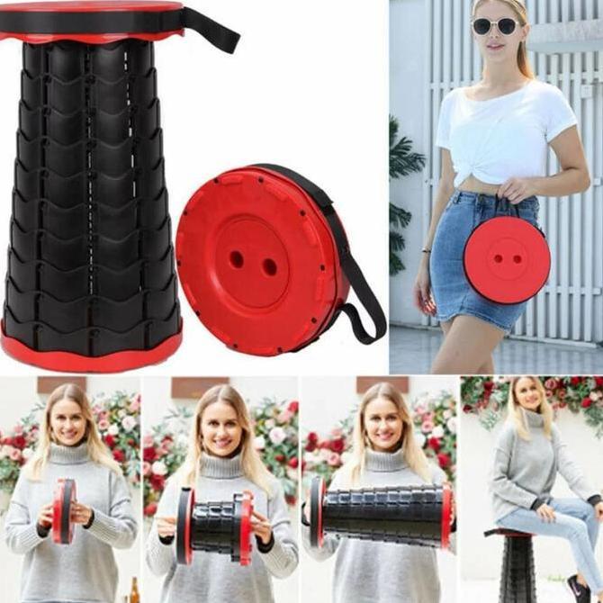 ATHHINE KURSI LIPAT BULAT PORTABLE BANGKU LIPAT OUTDOOR KURSI PANCING PLASTIK