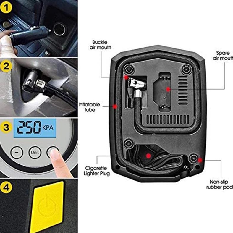 BESTPROMO DIGITAL POMPA BAN MOBIL ELEKTRIK / POMPA BAN MOBIL TRUK MOTOR PORTABLE ELEKTRIK PREMIUM HI