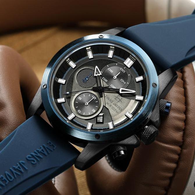 Cloknlok- Jam Tangan Evans Jayden Jam Tangan Pria 9589 Rubber Kaca Sapphire Chronograph Water Resist