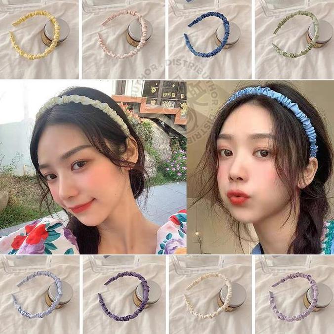 Capelli- Bando Korea Bandana Anak Headband Scrunchie Satin Kerut Bendo Dewasa