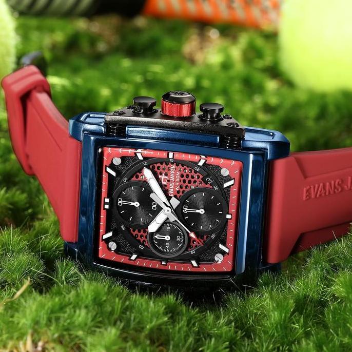 Cloknlok- Jam Tangan Pria Evans Jayden 9619 Rubber Silicon Kaca Sapphire Chronograph Water Resistant