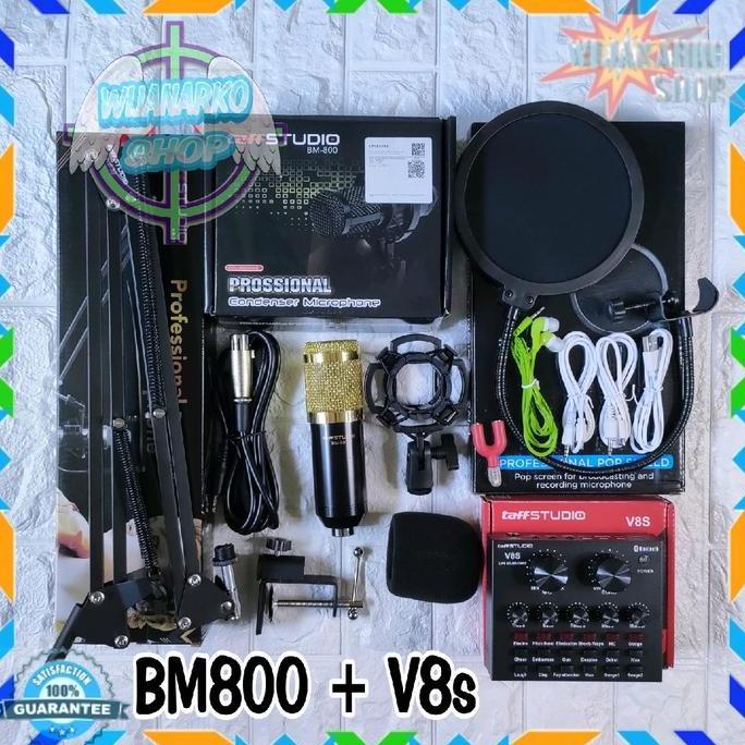 prasminah99 - paket lengkap 2 bm800 soundcard v8 plus untuk rekaman dan live streaming sound card su
