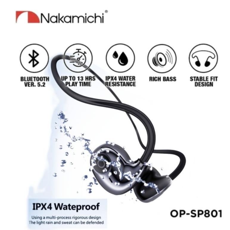 NEW Nakamichi OpenEar OP-SP801 Open Ear Wireless Earphone HD IPX4 Earphone WaterProof TWS [terbaik][