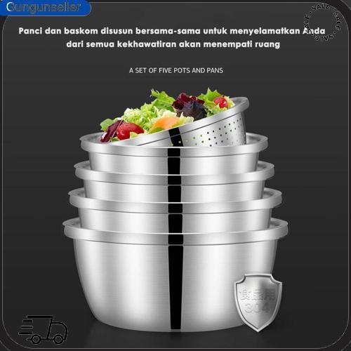 Cookhen Baskom Stainless / Baskom Cuci Beras Stainless /  Saringan Baskom Stainless / Baskom Bolong 