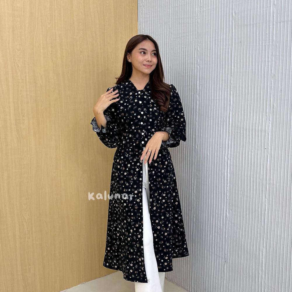 TERLARIS [READY STOCK] KALUNAR - DAISY TUNIK LEBARAN KONDANGAN (ATASAN GAMIS WANITA MOTIF BUNGA MODE