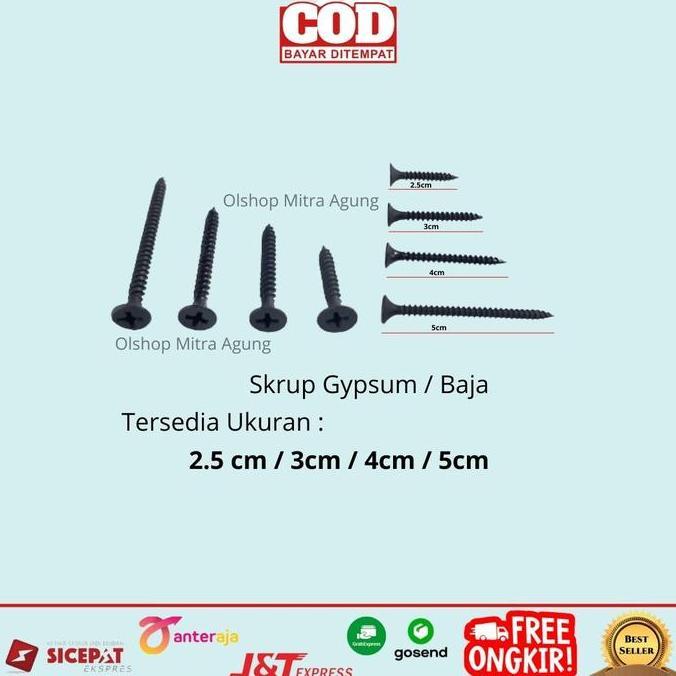 Skrup Gypsum 6 X 2.5Cm/3Cm/4Cm/5Cm / Skrup Gipsum / Sekrup Gypsum Allshop